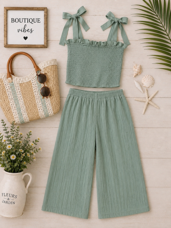 Seige green 2 piece sun suit Size XL