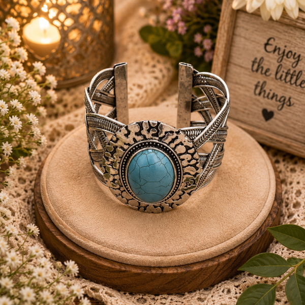 Chunky turquoise cuff bracelet