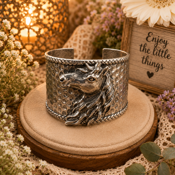 Horse head chunky cuff bracelet