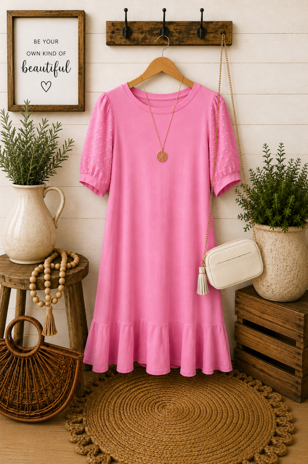 CeCe pink mid length dress Size XL