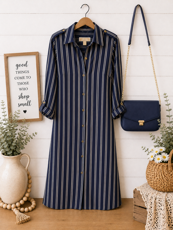 Michael Kors Navy Striped Dress Size XS