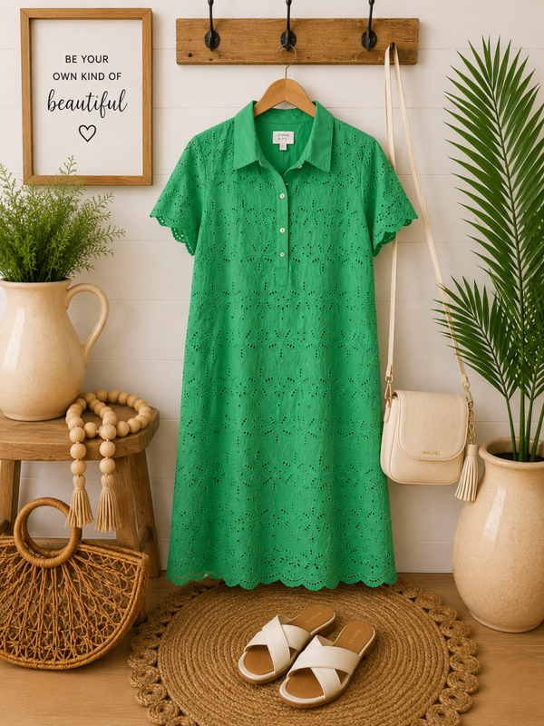 Crown & Ivy hello spring green pocketed dress Size 14