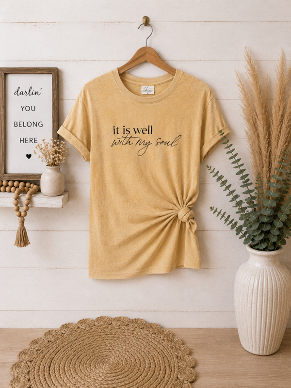 It is well with my soul tan tee shirt Size Large