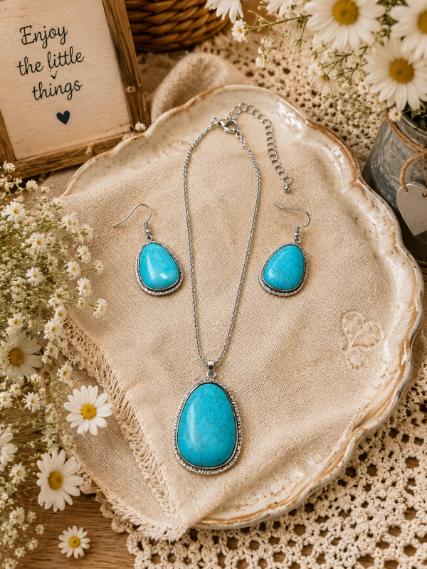 Foe turquoise necklace set