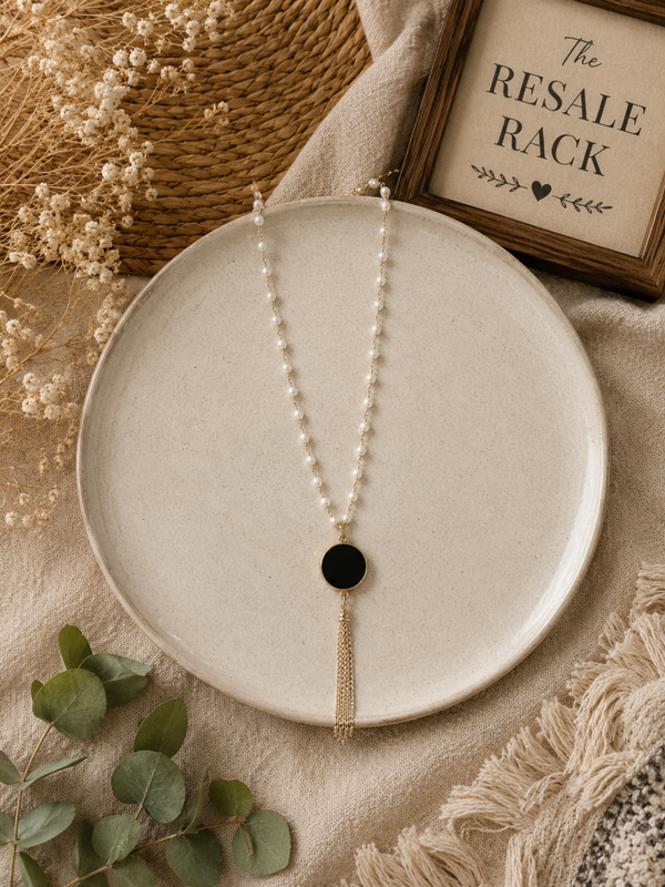 Pearl and black necklace