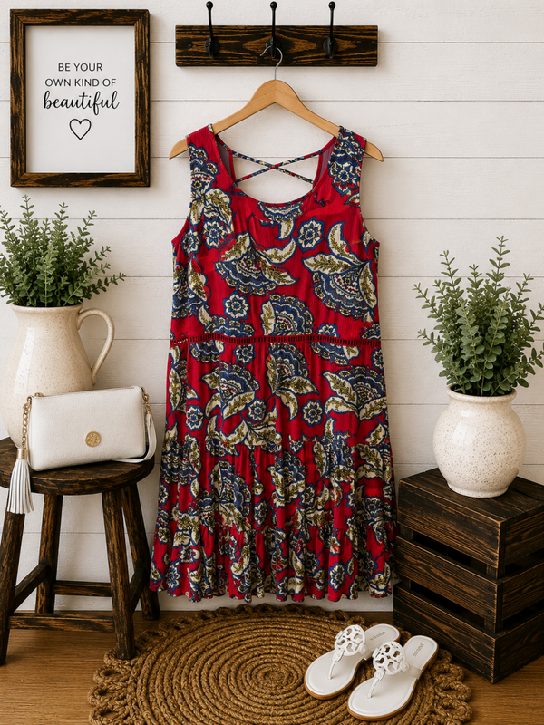 Maurice’s Red printed sun dress Size XL