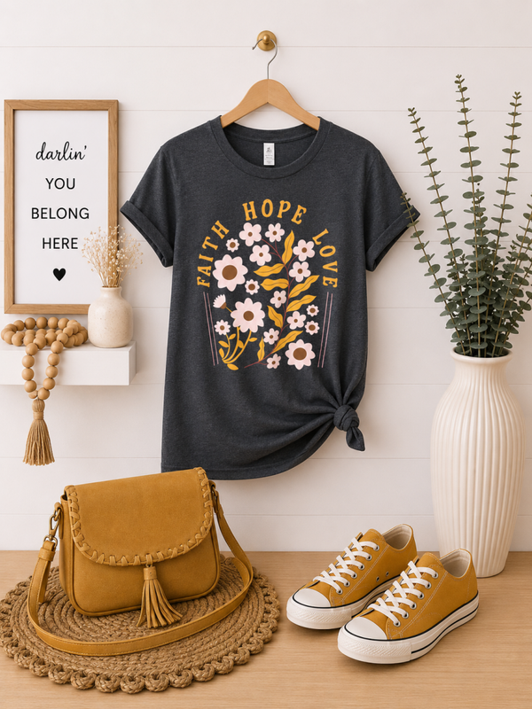 Faith Hope Love tee Dark grey Size Large