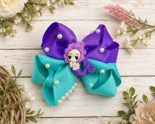 Mermaid two-tone clip bow