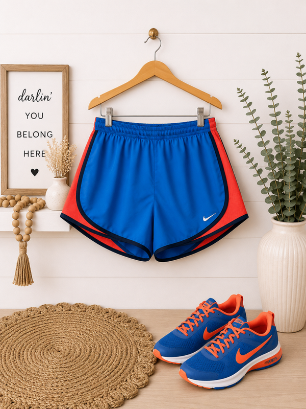 Nike blue & orange sports shorts Size Large