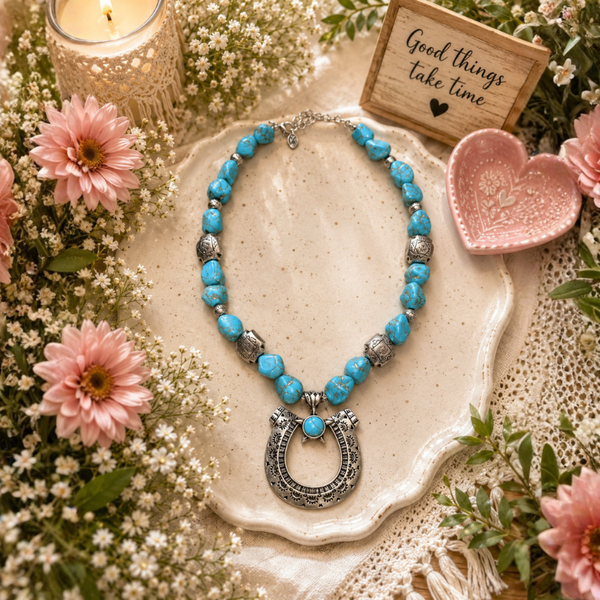 Turquoise horseshoe style necklace