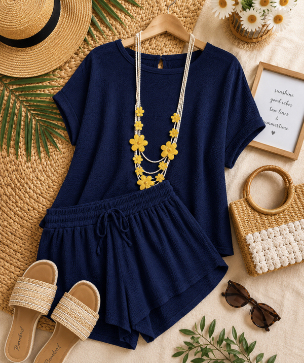 Navy 2 piece short set Size 3XL