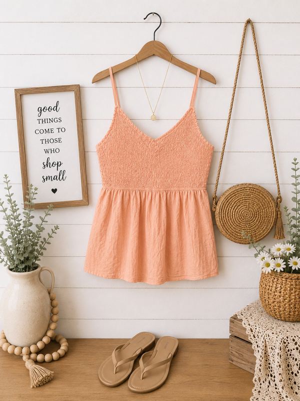 BiBi peach scrunch tank top Size Large