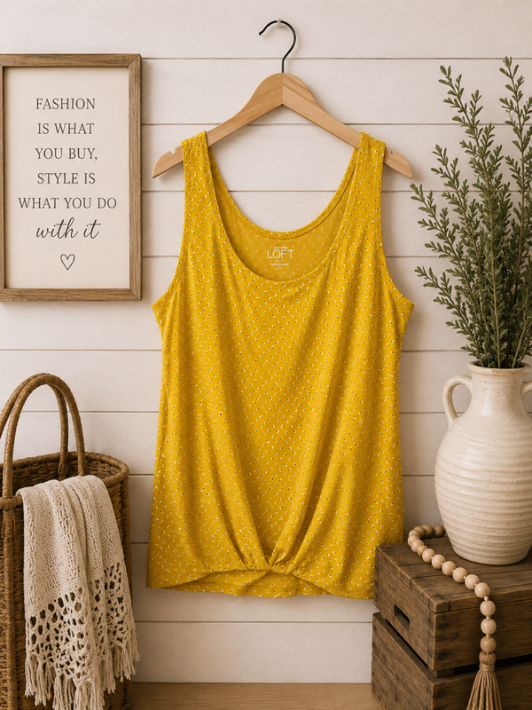Loft mustard printed tank top Size Medium