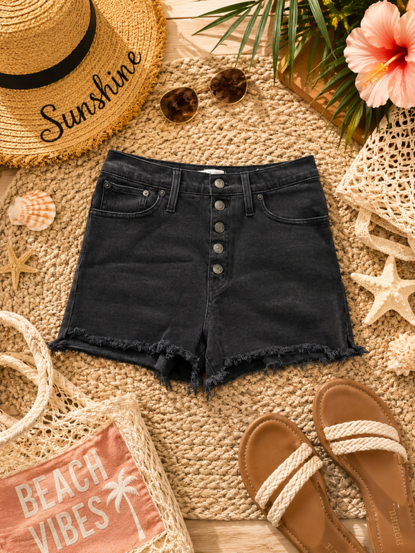 Madewell black denim shorts Size 28