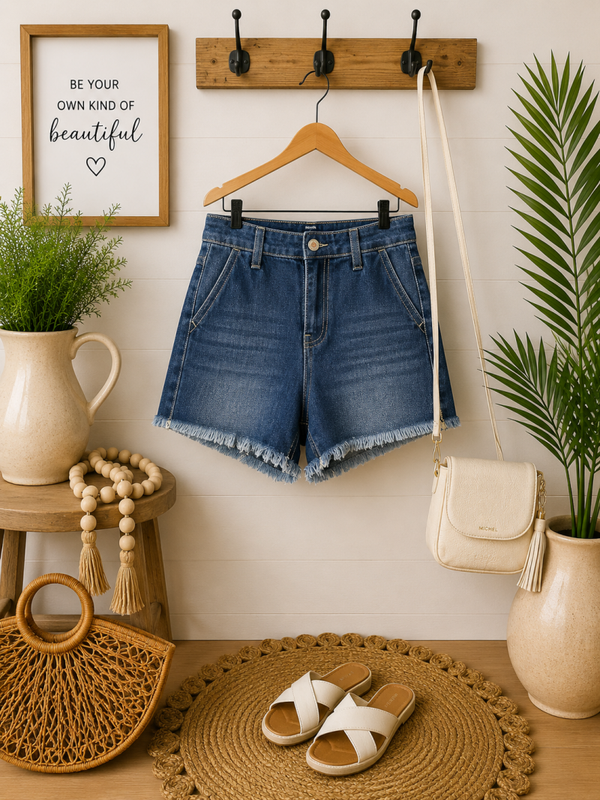 Kancan rag bottom denim shorts Size Large