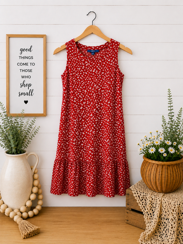 Apt. 9 knee length red & white printed dress Size Medium