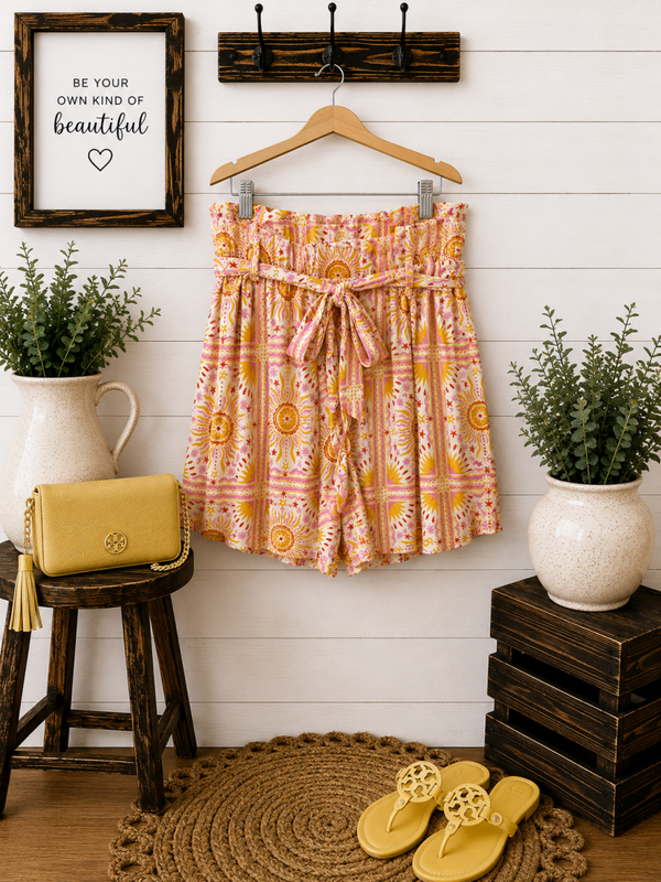 Heyson Tan & Pink printed shorts Size Large