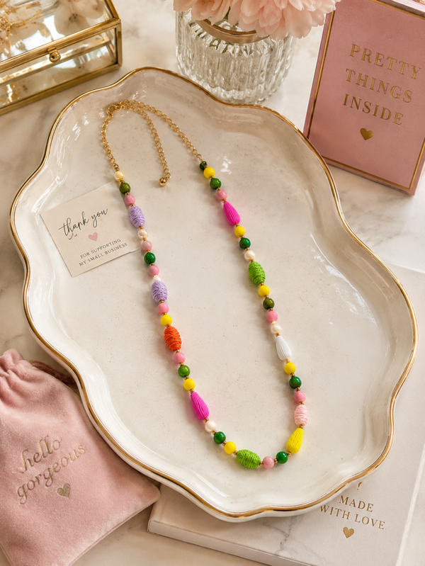 Multi color long necklace