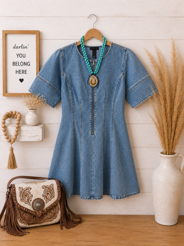 Future Collective light washed denim dress mid length Size Small