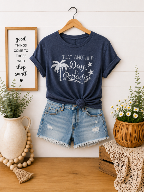 Another day in paradise navy tee Size XL