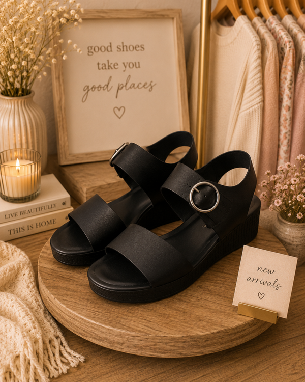 Black euro soft sandals Size 9