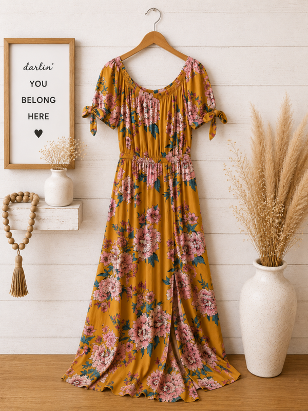 Band of Gypsies mustard floral maxi dress Size Medium