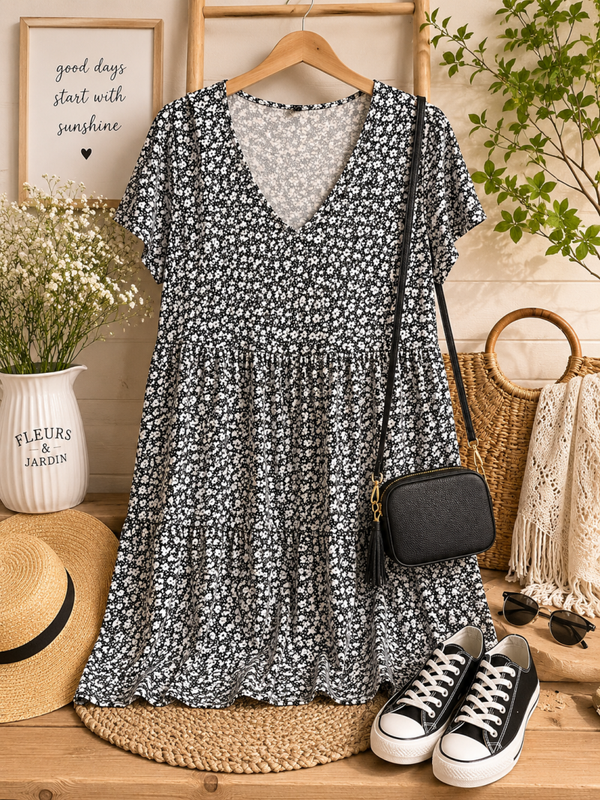 Black and white tee shirt dress Size 2XL
