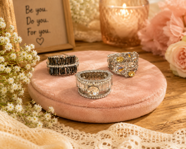 Crystal ring trio set