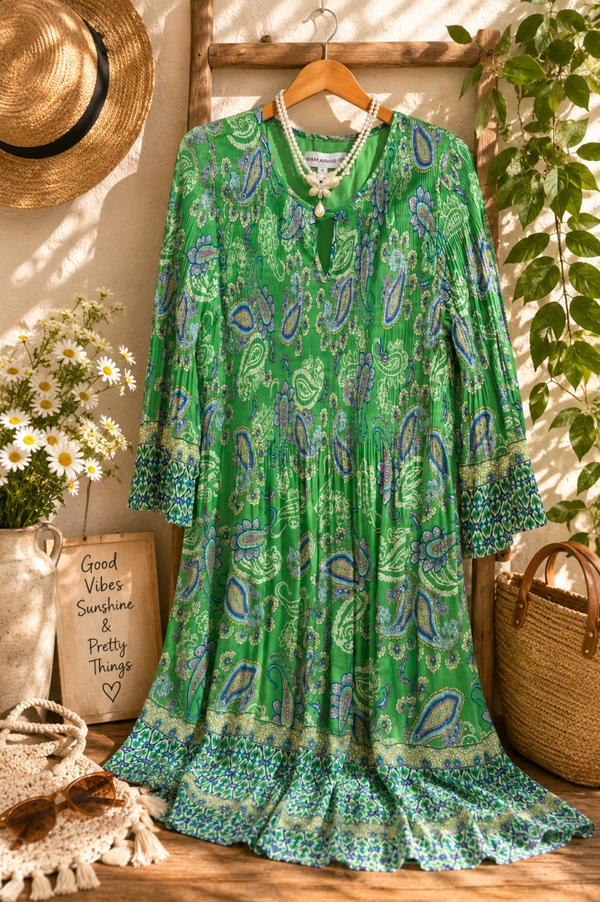 Green Paisley dress like new Size XL