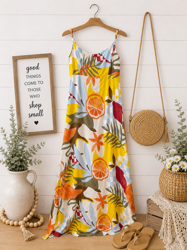 Jolie & Joy white orange print maxi dress Size XL