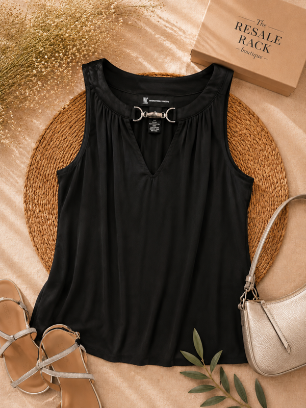 INC black tank top w/silver buckle Size Large