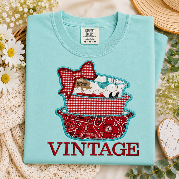Bowl set "Vintage" applique tee shirt