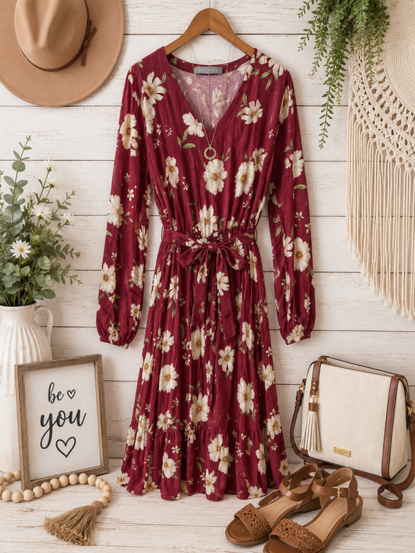 Pixi & Ivy maroon flower printed tank maxi dress Size Large