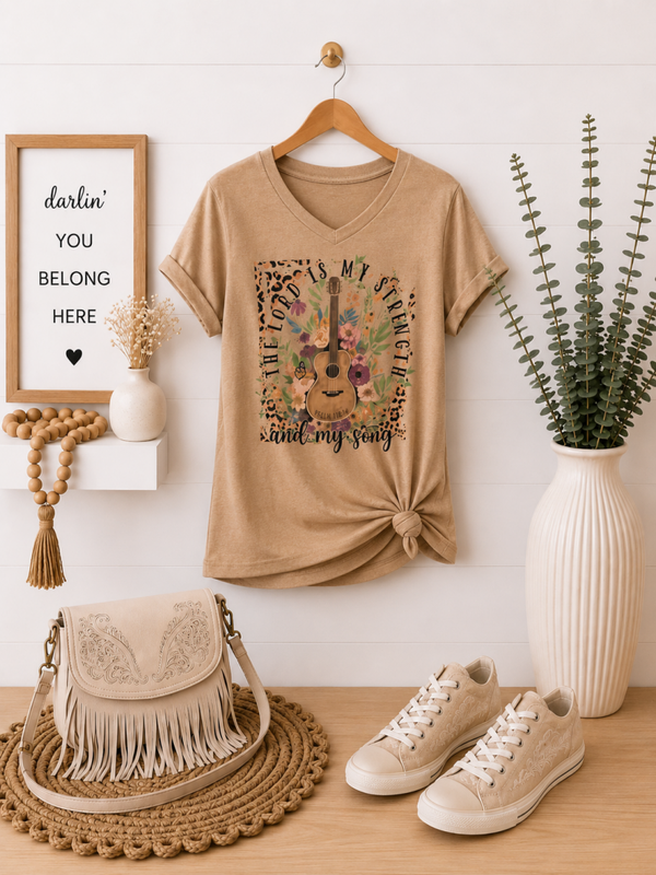 The Lord is my strength tee Tan Size Medium