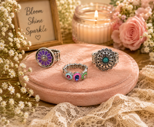 Multi-color ring trio set