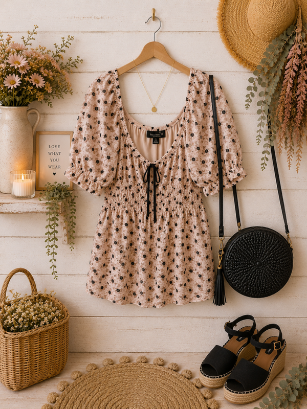 Suzanne Beto pink polka dot top Size Large