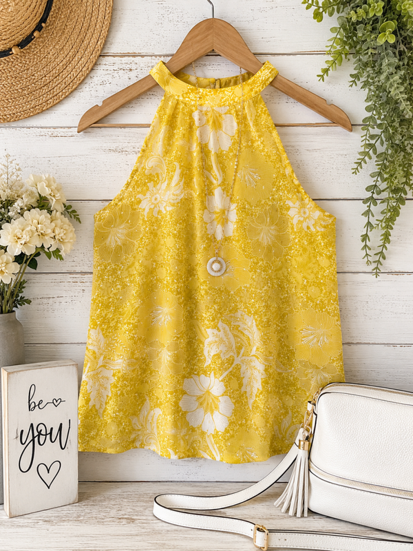 Cupcakes & Cashmere yellow & white tank Size Medium