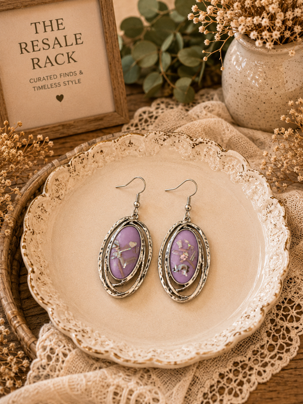 Purple drop earrings