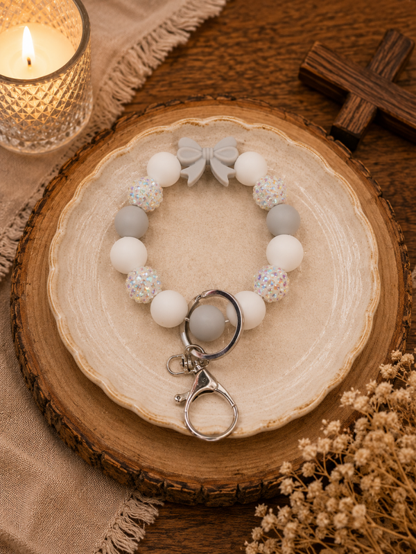 White key chain / bag charm