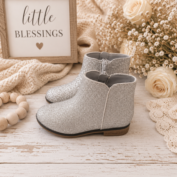 Silver sparkly boots Size 9 toddler