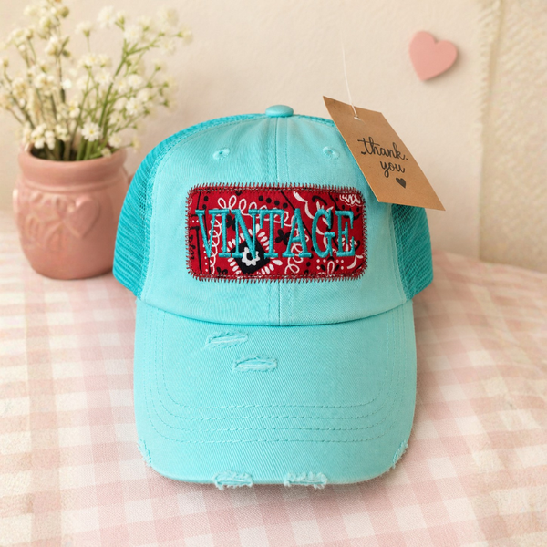 Ponytail "Vintage" applique Hat