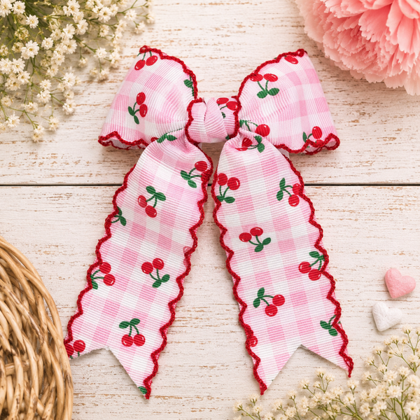 Cherry print bow
