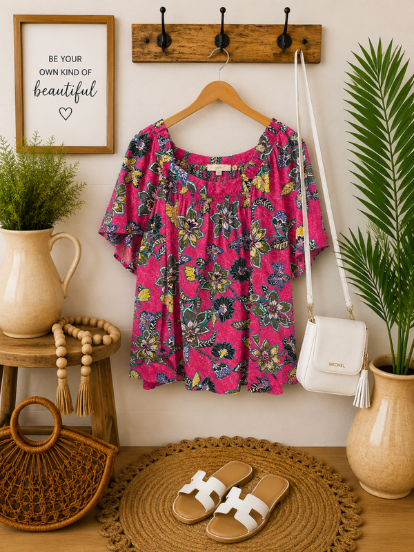 Loft pink printed top Size Medium