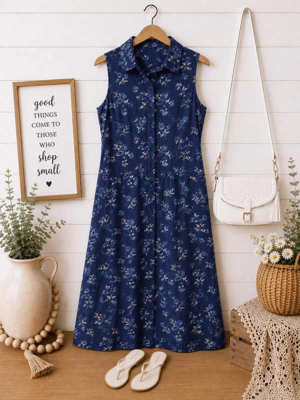 Crazy Horse navy blue printed dress Size 16