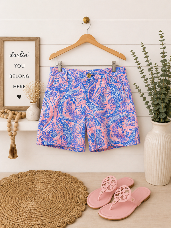 Lilly Pulitzer pink & blue print shorts Size 6