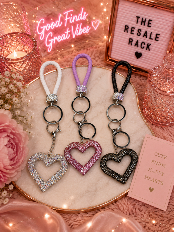Rhinestone heart key chain / purse charm