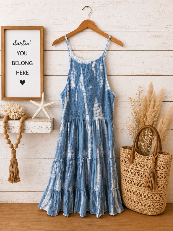 Sim & Sam blue tie dye sundress Size Medium