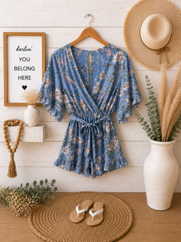 Kori blue flower print jumpsuit Size Large