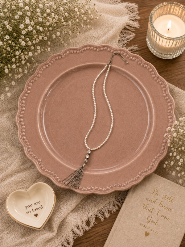 Long pearl with gold tassel Necklace