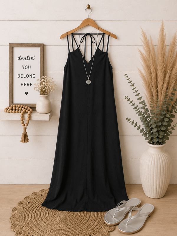 Universal thread black linen maxi dress Size Large